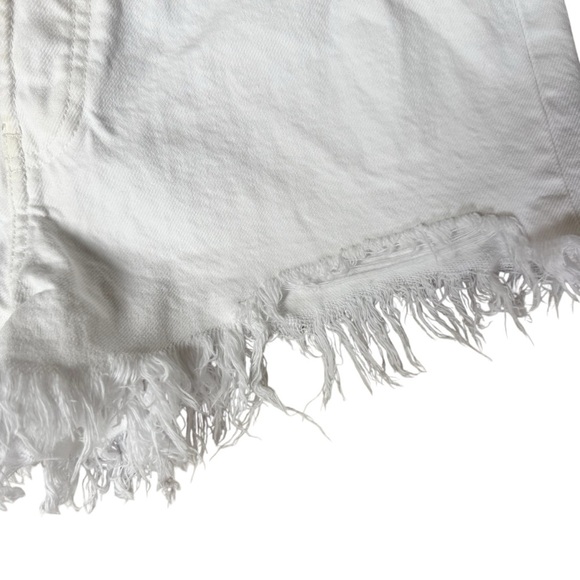 Zara Women’s White Denim Shorts High Waisted Distressed Bottoms Button Fly Sz 6 - Picture 4 of 7